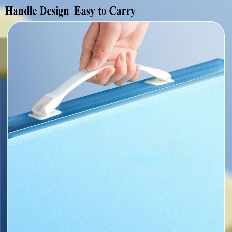 A3 Art Portfolio 60 Pockets, 120-Page Presentation Book with Handle, Blue Night Sky Design for Artists,Office Document Organizer