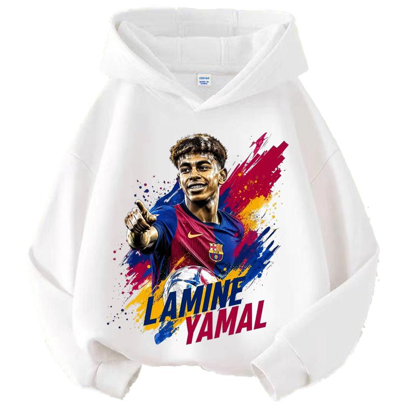 Casual Long Sleeve Sport Pullover Kids Hoodie Boys Girls Football Star Cartoon Graphic Hooded Sweatshirt