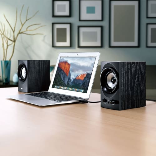 Sanwa Supply Высокомощный USB-динамик с выходом 25,6 Вт, усиление басов, пассивный радиатор, черный MM-SPU9BK