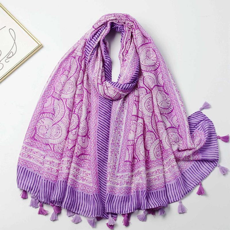 New Fashion Luxury Ladies Women Scarf Female Cotton Linen Shawl Tassel Four Seasons Versatile Floral Muslim Hijab 90*180cm