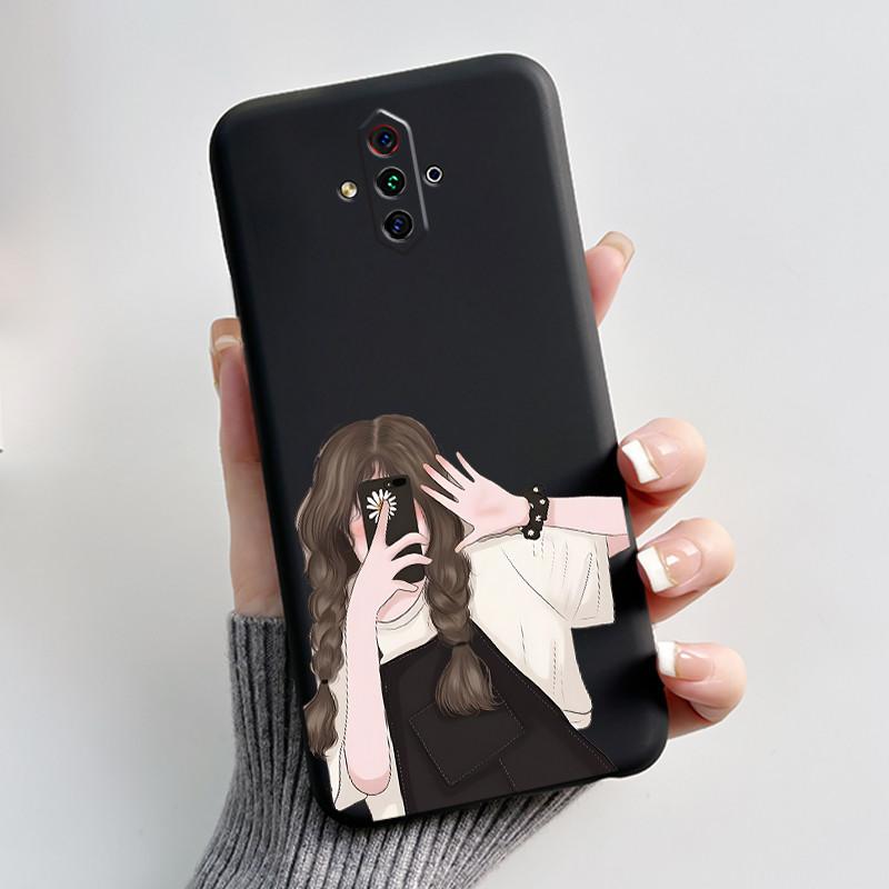 For ZTE Nubia Play 5G NX651J Case Cute Heart Rabbit Black Soft Silicone Shockproof Back Cover For Nubia RedMagic 5G Lite Casing
