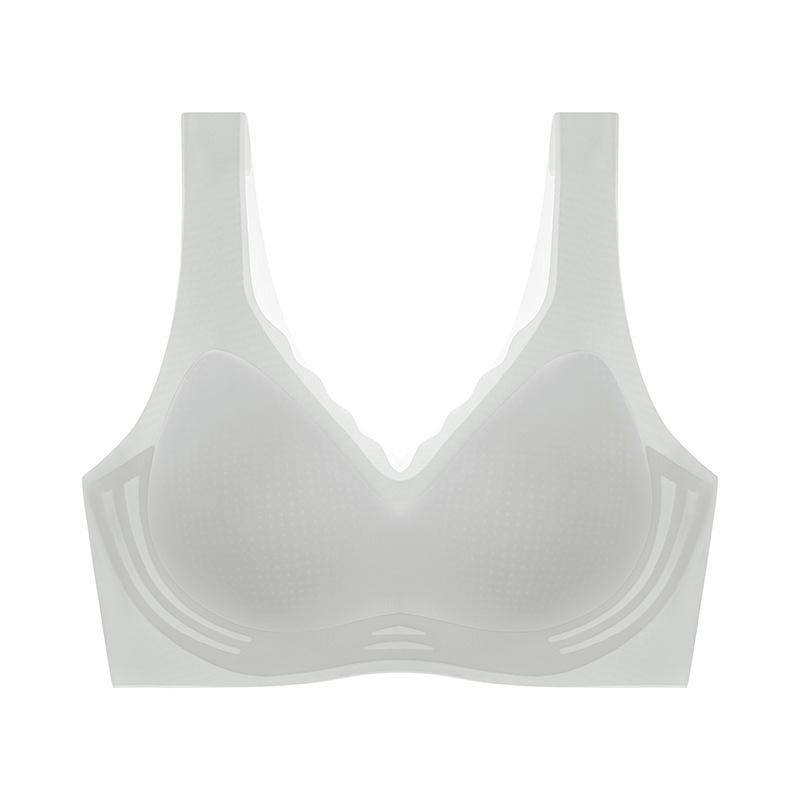 Ice silk seamless summer big chest display without steel ring beautiful back sports large size bra cover seamless