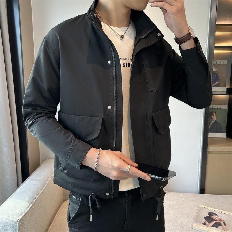Мужская бейсбольная куртка с воротником-стойкой, мужская корейская версия, молодежная универсальная весенняя новая однотонная мужская повседневная куртка
