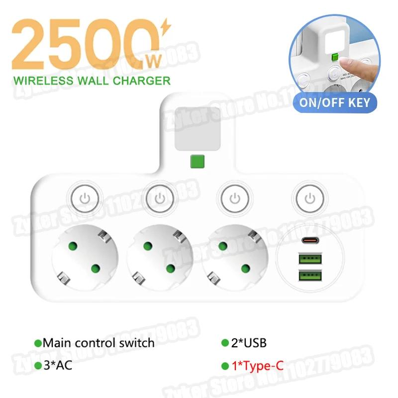 Вилка ЕС 1/2/3/4 розетки Европейский стандарт Адаптер Расширение Сетевая розетка AC Конвертер Адаптер Офис дом Настенное зарядное устройство