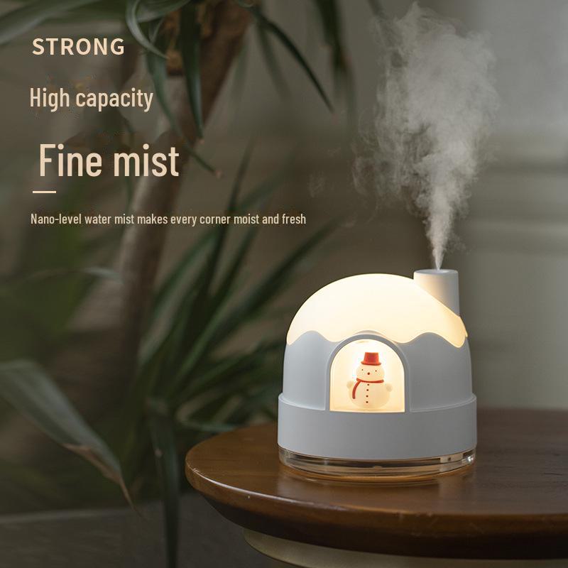 Портативный USB увлажнитель воздуха в виде снежного домика и ночник - Милый мини настольный распылитель воздуха