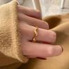 Женское геометрическое неправильное кольцо-волна из титановой стали - Модный абстрактный дизайн