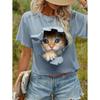 Funny 3D Cartoon Cat Print Women's T-Shirts Casual O-neck Short Sleeve Top Fashion Kawaii Animal Pattern Blouse Summer Loose Tee