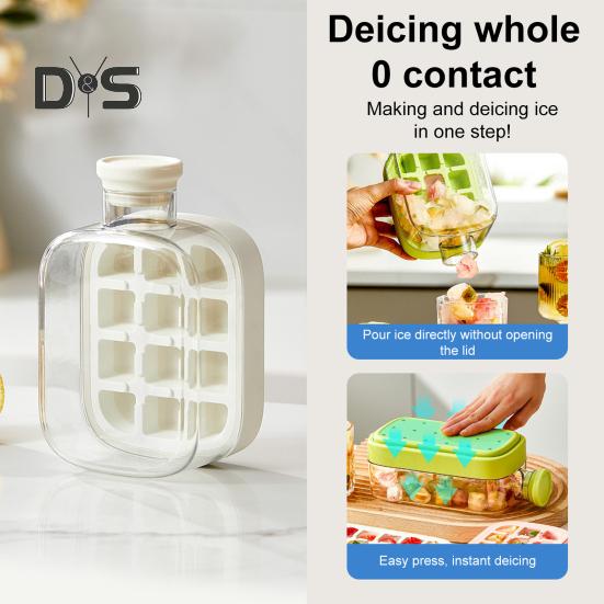 Лоток для льда с крышкой, эффективная форма для приготовления льда для морозильника, легкое извлечение, бесконтактная заливка кубиков льда для напитков, кофе, коктейлей