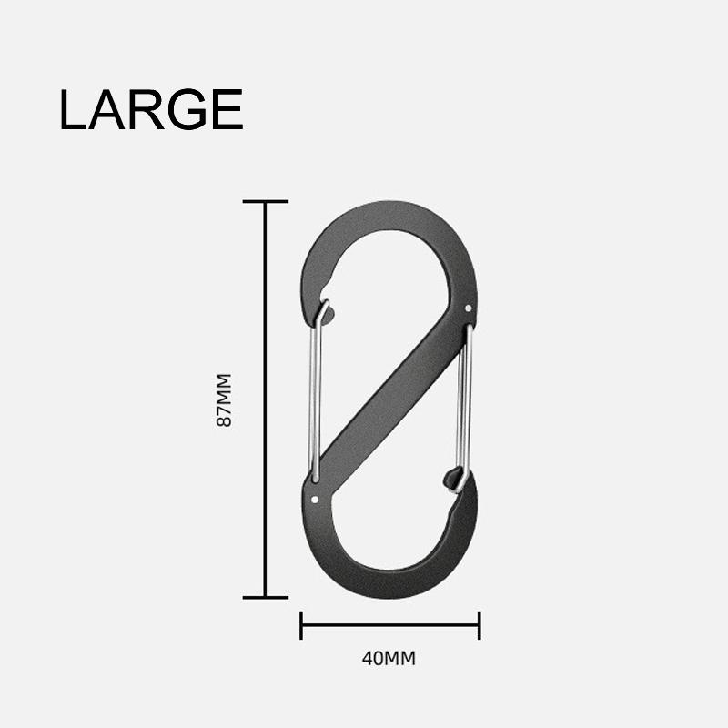 S-образный двойной карабин, брелок, замки-молнии для рюкзаков, карабин, скользящий замок, алюминиевый сплав, большой, средний, маленький карабин для кемпинга