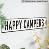 15.7×3.94inch Happy Campers Raised Metal Road Sign - Retro RV & Camper Van Aluminum Sign/decorative Sign, Heavy-Duty Camping Sign with Campfire
