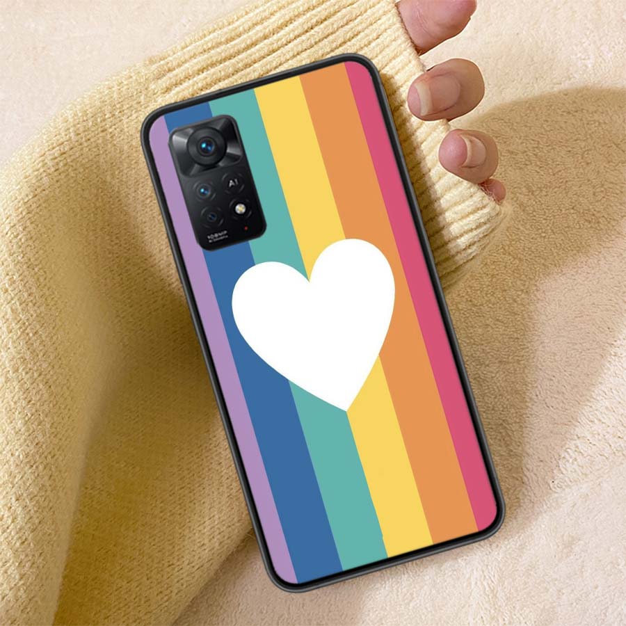 Rainbow Gradient Love Phone Case For Redmi Note 13 14 15 Pro Plus 12 13C 12C 15C 9 10 10C 9T 9C 9A TPU Soft Cover Clear Cell Cas