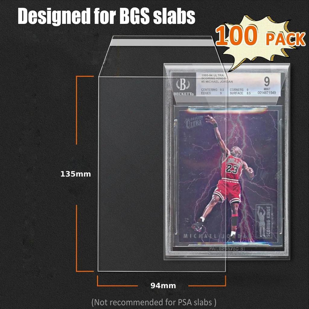 100Pcs Card Sleeves Graded Card Sleeves Resealable Sleeves For Psa Bgs Card Slabs Pro Collector Baseball Football Gaming Sports