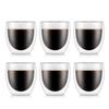 BODUM PAVINA Double-Walled Glasses, 250ml, Set of 6, Insulates Hot and Cold Drinks, Double-Walled, Heat-Resistant, Microwave, Oven, Dishwasher, and Fr