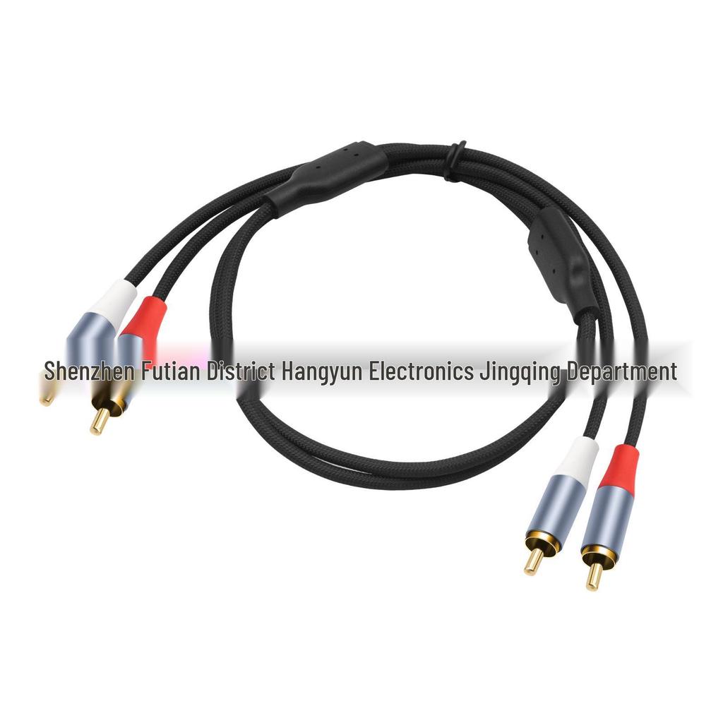 Позолоченный аудиокабель 2RCA на 2RCA с металлическим корпусом для усилителей и микшеров - 1м/2м