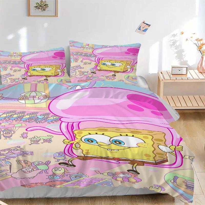 3Pcs Spongebob Ice Cream Adventure Bedding Sets For All Sizes New 3D Printed Bed Cover Comforter Duvet Cover Pillowcase Bedroom Decoration