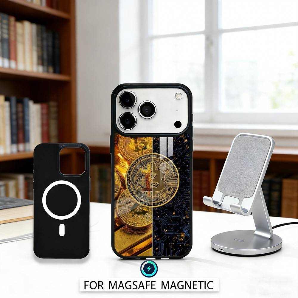 1PC Digital A-Art C-Currency B-Bitcoin Phone Case For iPhone 17,16,15,14,13,12,Pro,Max For Magsafe Magnetic Wireless Charging
