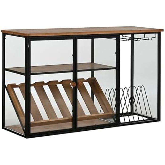 Porte-bouteilles - HOME ESPRIT - Noir - Bois, métal, verre - 107 x 66 x 36,5 cm - Multicolore