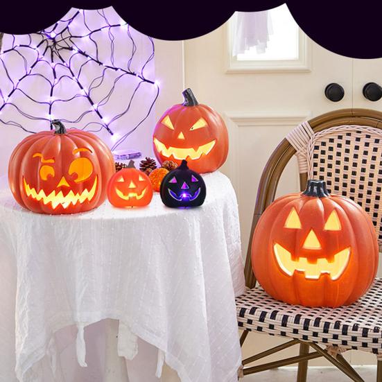 Фонарь из тыквы на Хэллоуин, украшение на батарейках, полая пластиковая тыква, украшение для наружного внутреннего декора