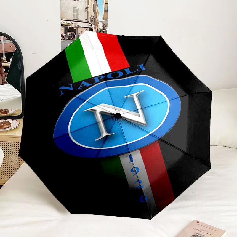 Napoli Blue Energy Symbol Automatic Folding Umbrella - 8-Rib Travel Umbrella with Auto Portable Case, Ideal Gift for Birthdays