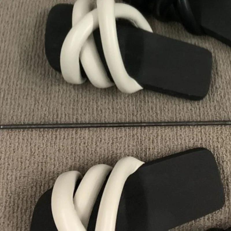 Новые женские туфли, модные, квадратный носок, ретро, повседневные, с плоской подошвой, пляжные тапочки, обувь для женщин, Zapatos De Mujer 2024