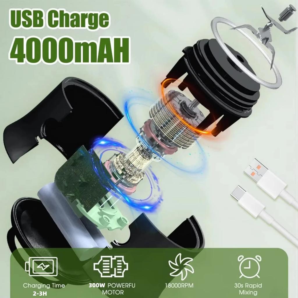 Xiaomi New 300W Powerful Juicer USB 4000mAh Battery Multi-use Juice Cup Grinder Outdoor Portable Fresh Fruit Blender Smoothie Juice Cup