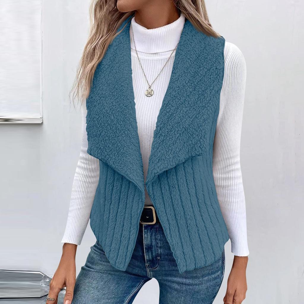 Женская мода осень и зима повседневная однотонная безрукавка универсальная жилетка куртка