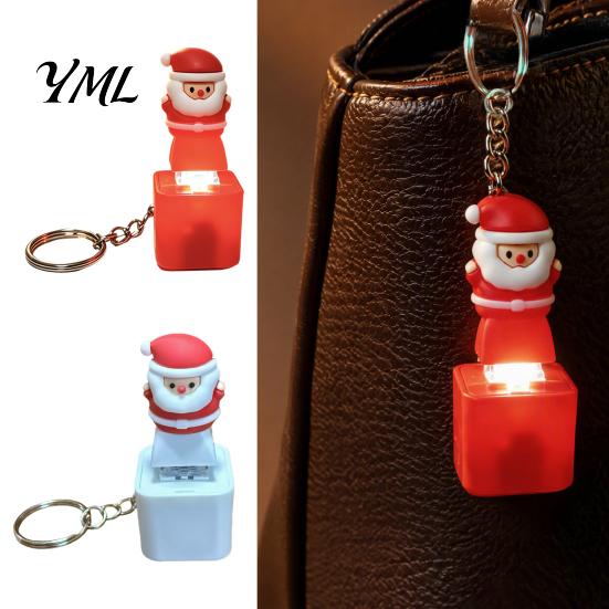 Glowing Christmas Ornament Santa Sound Light Keychain, Interactive with Festive Tunes, Claus Fidget Keychain USB-C Rechargeable Pendant for