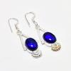 London Blue Topaz Gemstone Handmade 925 Silver Plated Jewelry Earring 1.89"