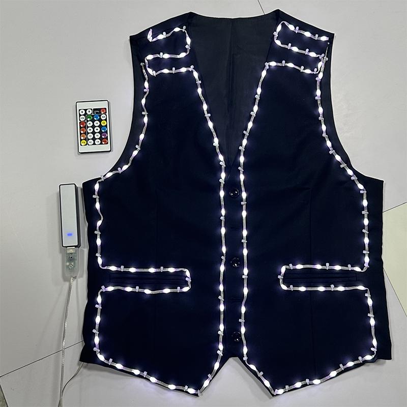 Fashion LED Vest Night Show Stage Performance Costume Cool Men MJ Dance Wear Bar Club Luminous Props Wedding Party Clothes