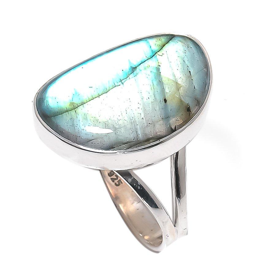 Натуральный лабрадорит, драгоценный камень, ручная работа, украшение из серебра 925 пробы, кольцо, размер 10 W3i08