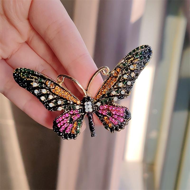 Exaggerated Clothing Alloy Diamond Rhinestone Butterfly Brooch Girl Cute Pin Fashion Popular Brooch Accessories