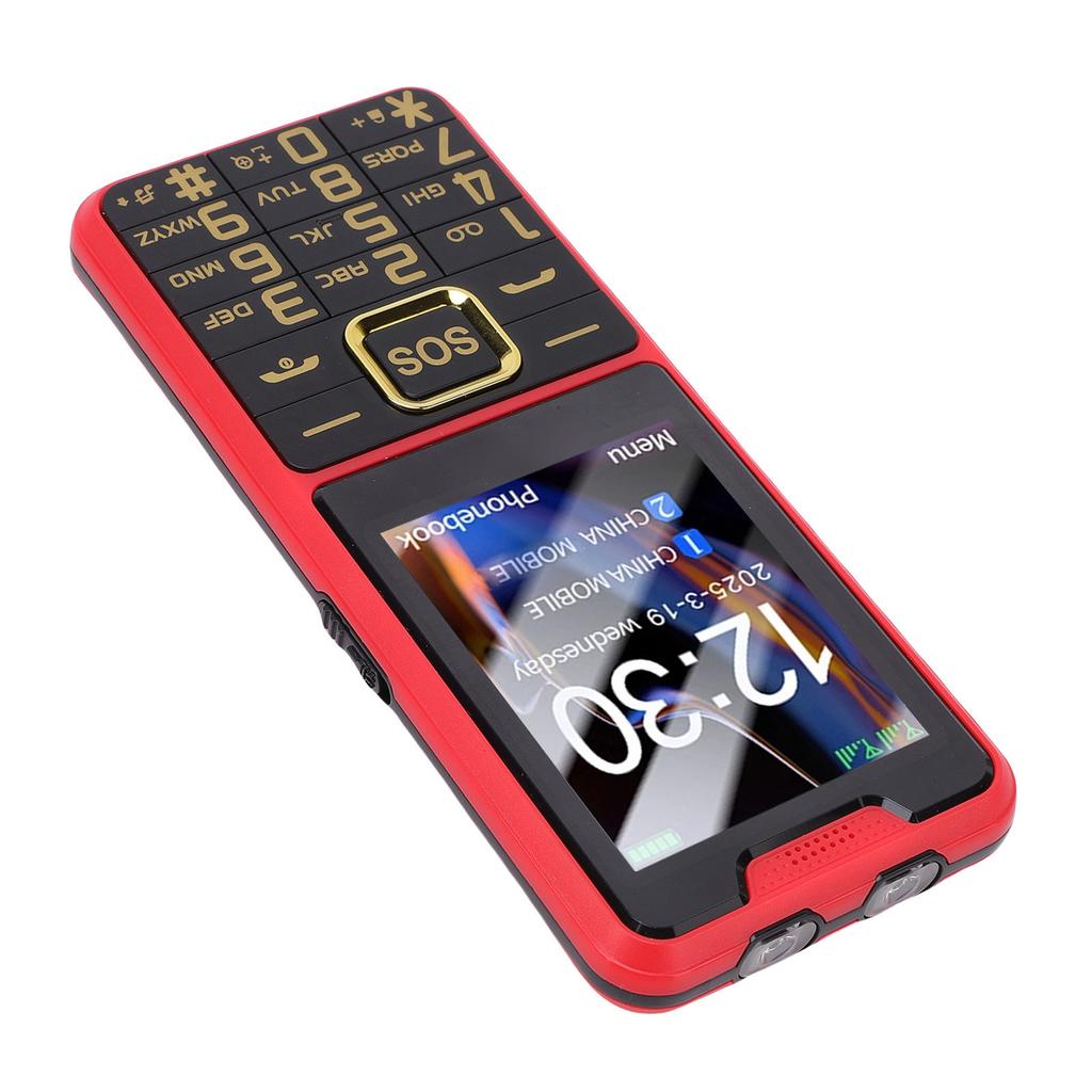 Кнопочный телефон 4G LTE разблокированный с кнопкой SOS 2500 мАч Dual SIM MP3 Звонки SMS Функции Интернет Красный
