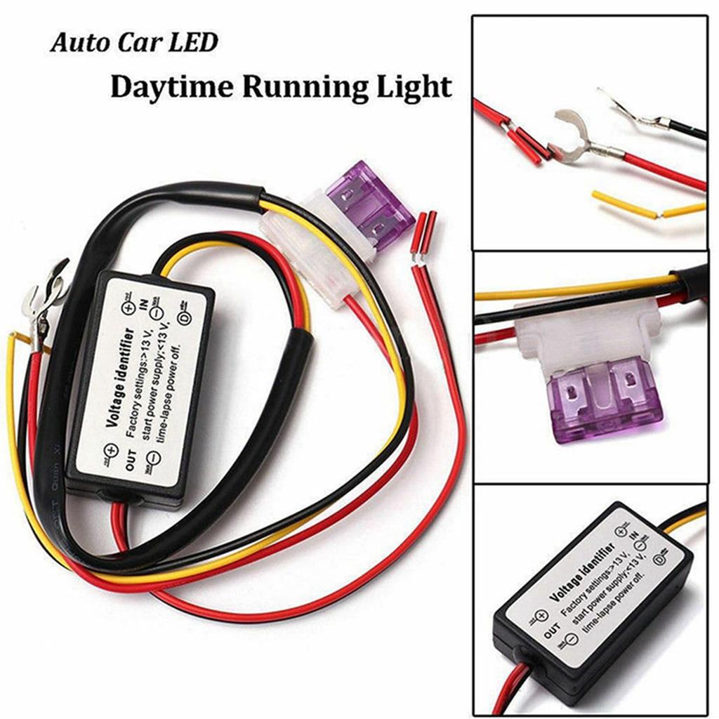 TAMOSH 2X Car LED Daytime Running Light Controller Relay Harness Dimmer Switch On/Off 12-18V Fog Light Controller DRL Controller, 750112243