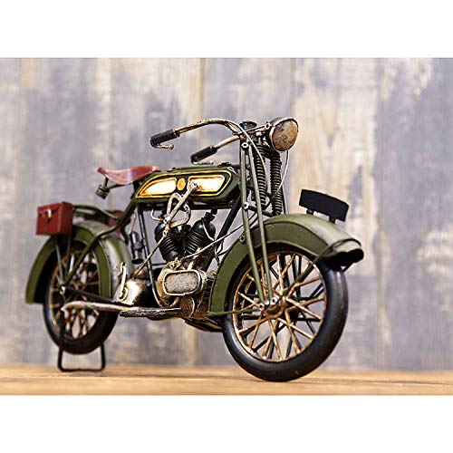 Vintage Tin Object "Old Bike" (Green) Height 17cm X Length 30cm X Depth 7cm (1204E-2971) Interior Bike Retro Interior American Goods