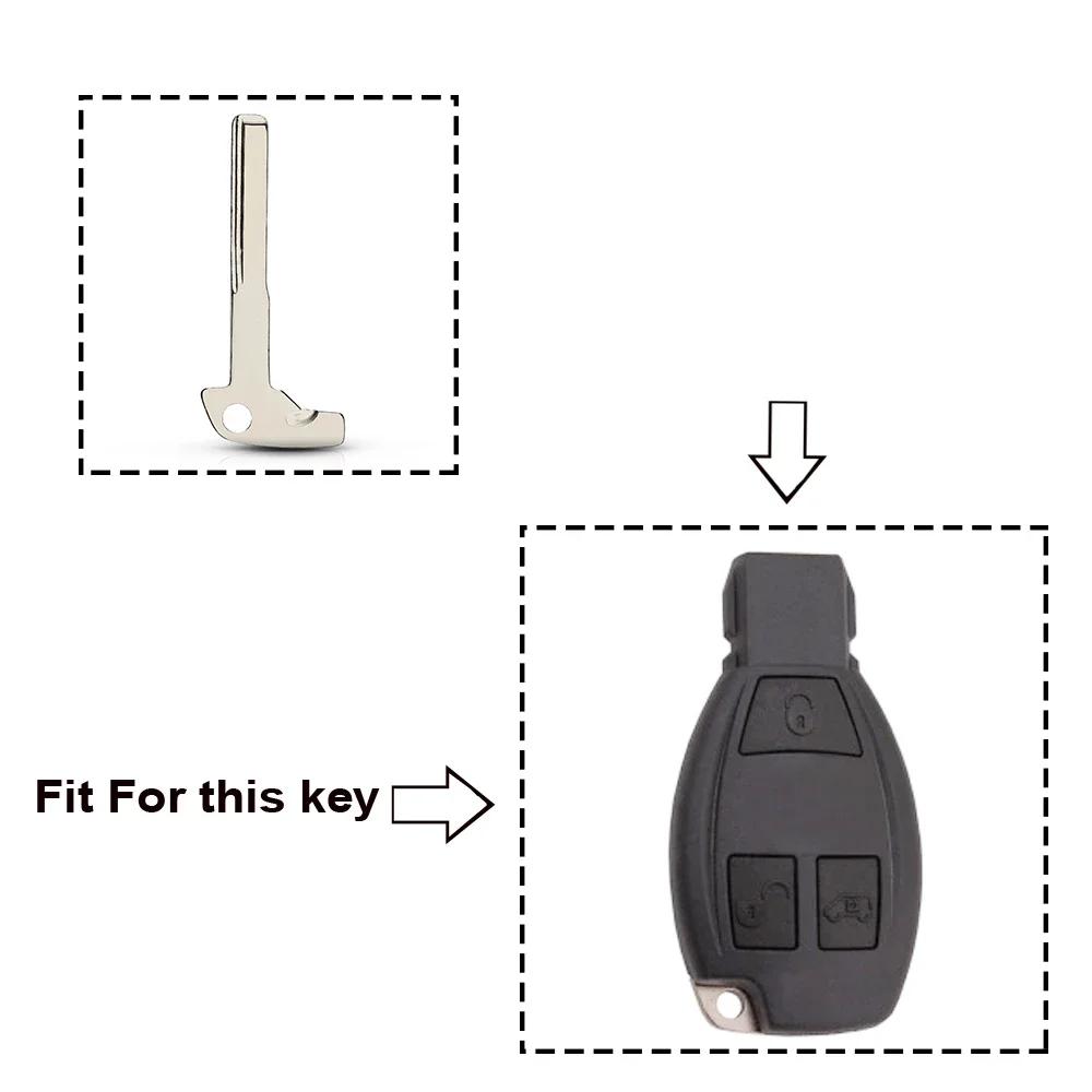 KEYYOU 10PCS For Benz Uncut Key Blanks ert For Mercedes Benz Smart Chrome & Black Remote Car Fob Key Blade Replacement