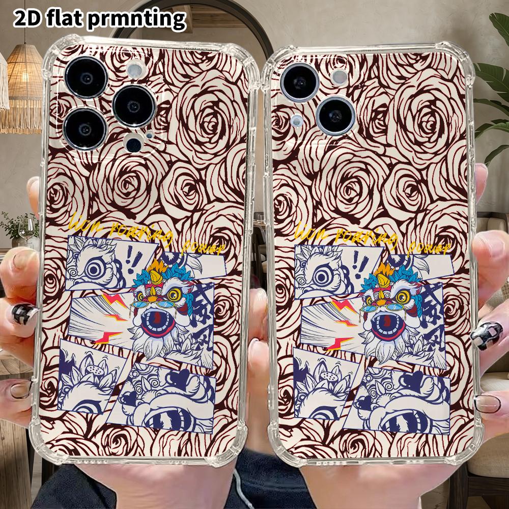 Чехол для телефона: 2D плоский дизайн, подходит для iPhone 18 17 16 15 14 13 Pro, прозрачный защитный чехол с углами, модный стиль, Рождественский и Хэллоуинский подарок
