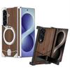 Z Fold 8 Ultra Foldable Phone Case Metal With Walnut Wood Grain Waterproof Anti-fall Anti-slip Compatible