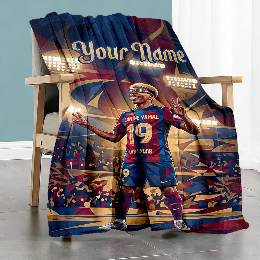 Lamin Yamal Customize Text Blanket Lightweight Customizable Blanket Ultrasoft Throw For Bedding Living Room Office Chair Bed Allseason Use