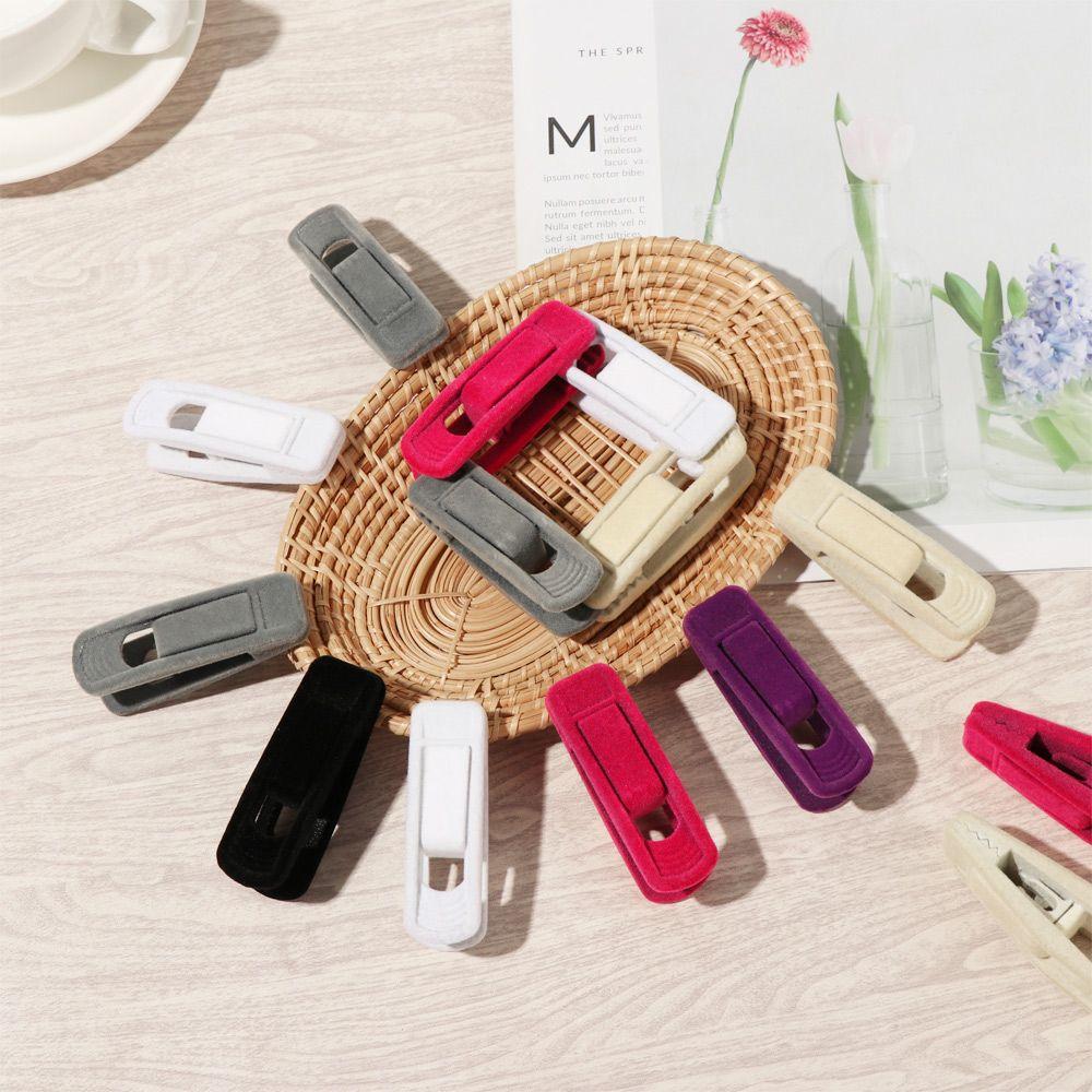 10pcs Storage Bathroom Household Non-slip Coat Holder Hanging Hooks Velvet Hangers Clips Dress Rack