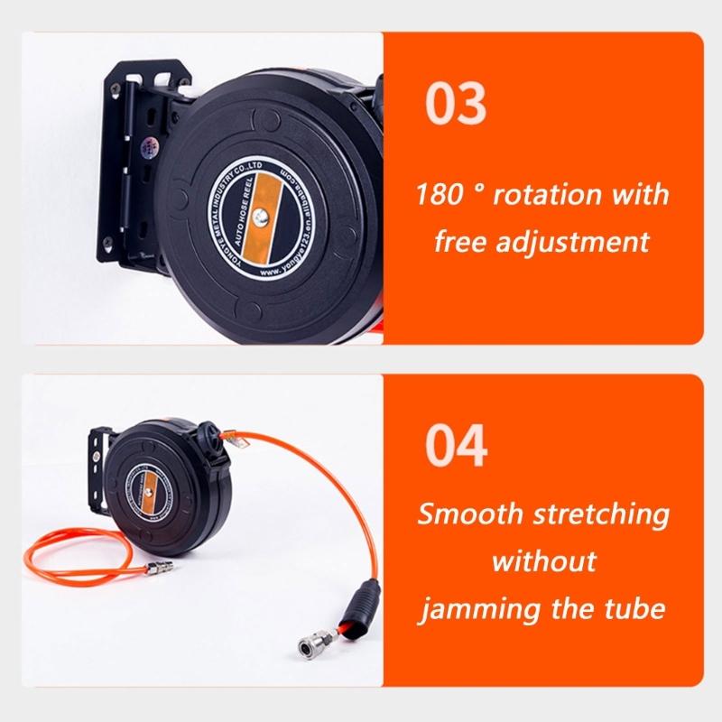 Automatic Retractable Dust Proof Miniature Air Hose Reel for High Pressure Applications in Automotive Repairing Shops