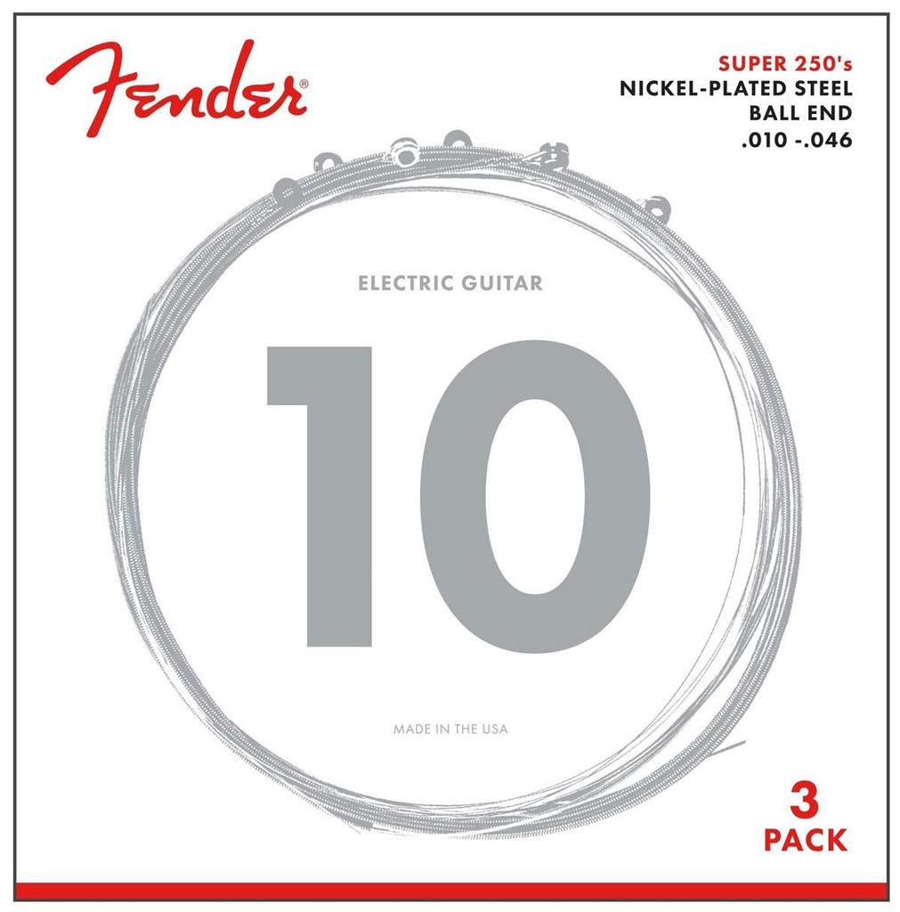 Fender Electric Guitar Strings Super 250R NPS Ball End Strings (.010-.046 ) 3-Pack