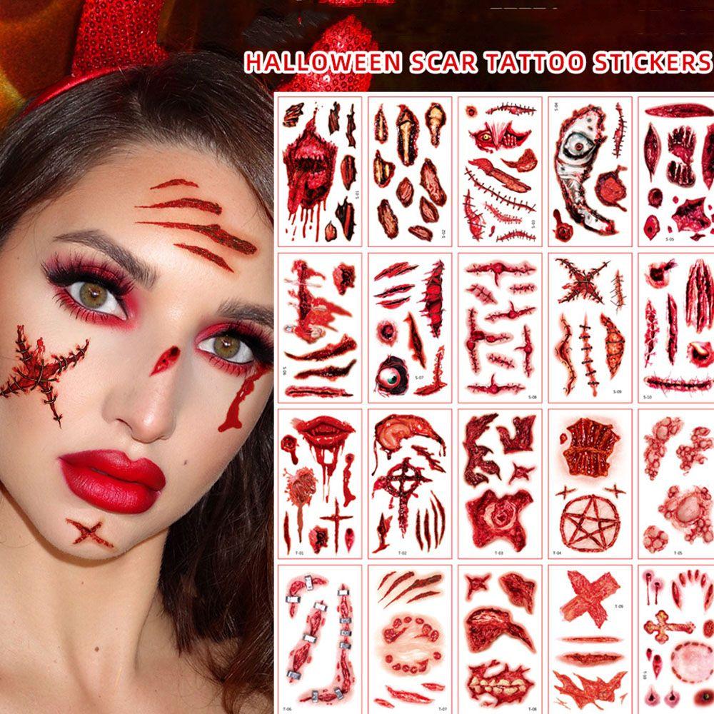 Temporary Bloody Wound Tattoos Scars Tattoos Wound Scratches Stickers Halloween Tattoo Stickers
