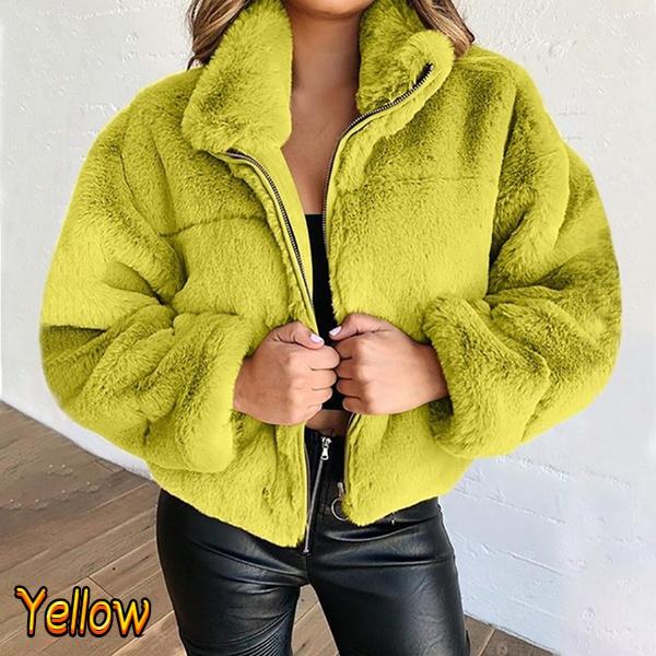Women Autumn Winter Rabbit Fur Zipper Hooded Coat Warm Plush Cardigan Sweaters Solid Color Jacket Fashion Hoodies for Ladies