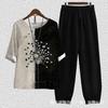 Europe beautiful women casual suit popular fashion summer new five-quarter sleeve printed top pants two-piece set