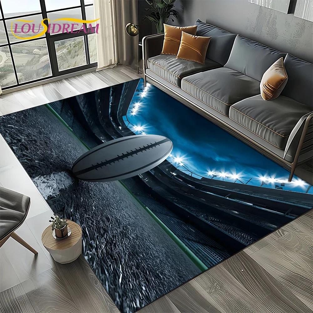 Мультяшный Ковер Регби Поле Регби Американский Футбол Ковер для Гостиной Спальни Дома Украшение Дивана, Зональный Ковер Нескользящий Коврик для Пола