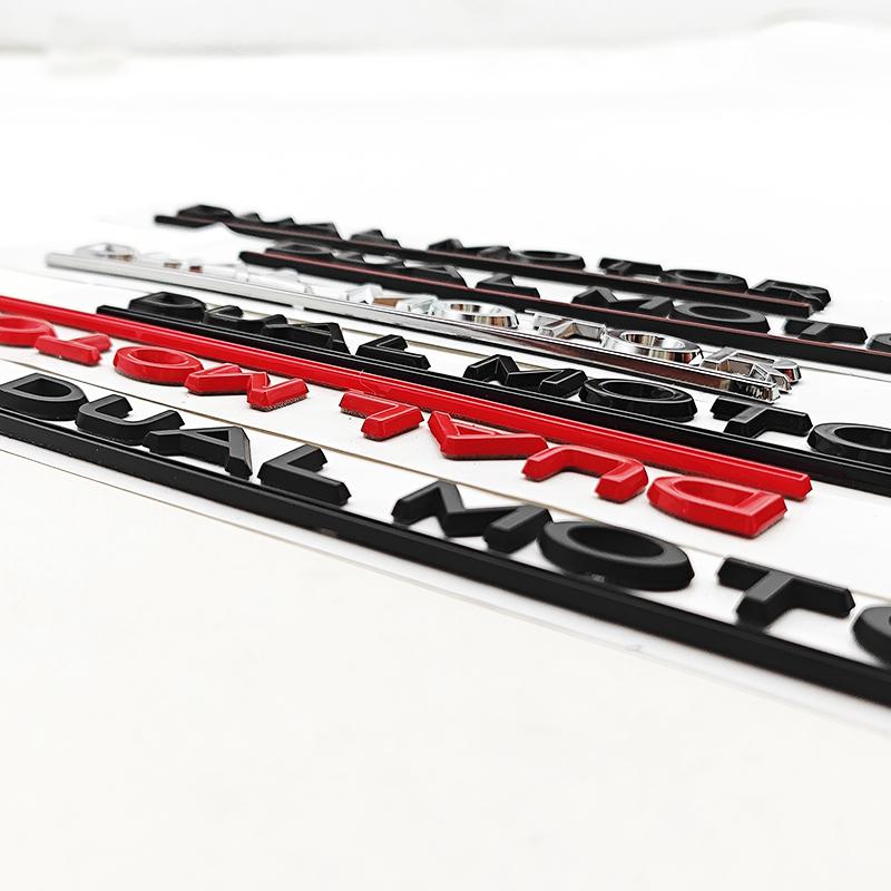 3D ABS Chrome Red Line Black Logo DUAL MOTOR Emblem Letters Car Styling Trunk Badge Sticker for Model3/Y/S/X DUAL MOTOR Accessories