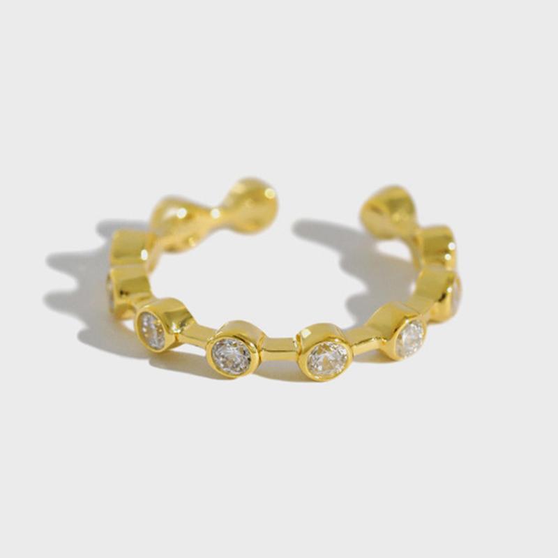 ANENJERY Тонкие кольца с микроинкрустацией цирконом для женщин, кольца с индивидуальным темпераментом, регулируемый праздничный подарок