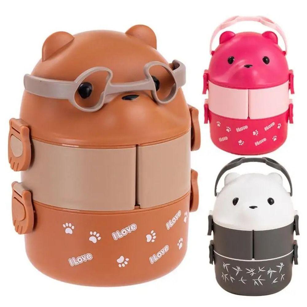 1Pcs Eyeglass Bear Thermal Bento Box Children Food Storage Container New Lunch Box