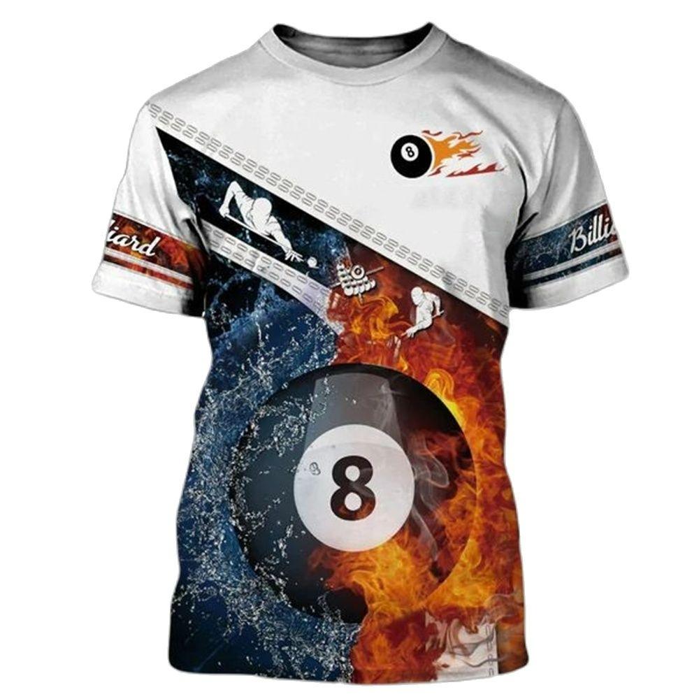 Funny Billiards 3D Printed Summer Fashion Simple Men's And Women's Casual Sports Daily New Round Neck Short Sleeve T-shirt Tops