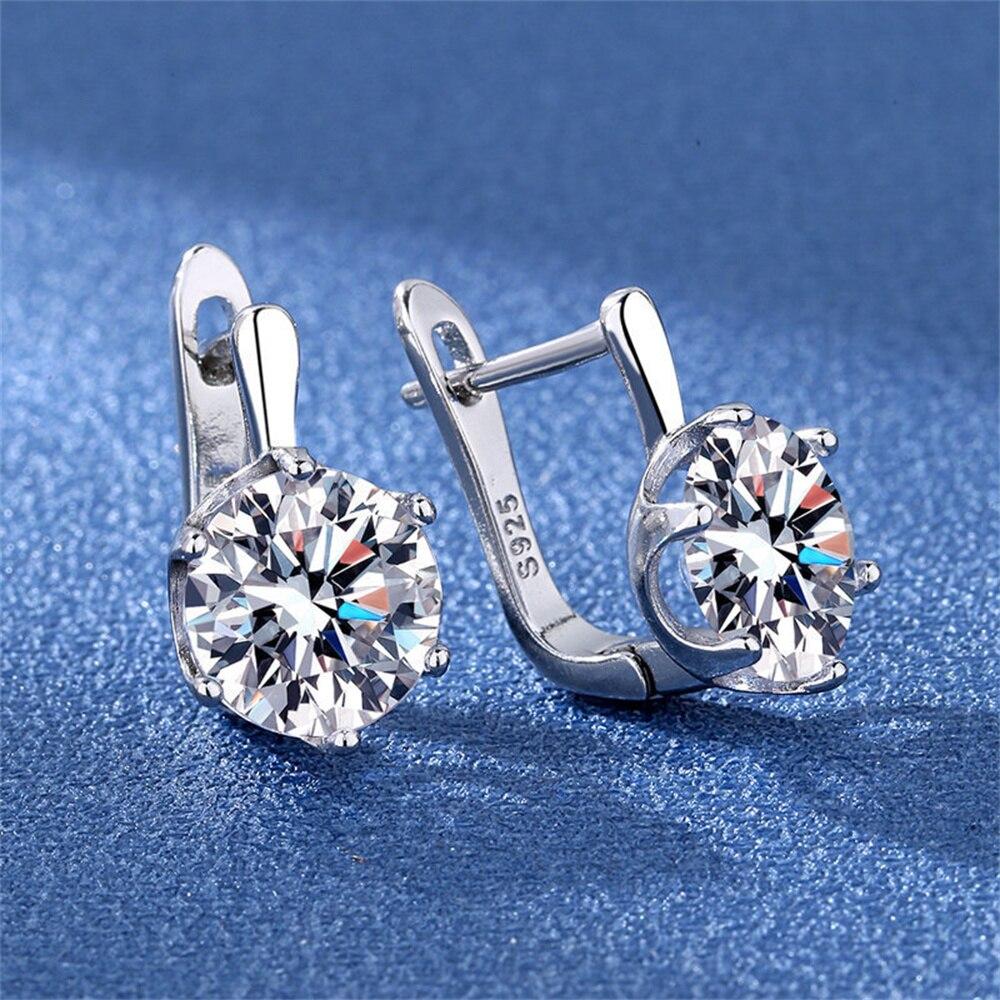 New 925 Sterling Silver Women Earrings Fashion High Quality Big Main Stone Zircon Pair Ear Studs Earring Jewelry Festival Gift